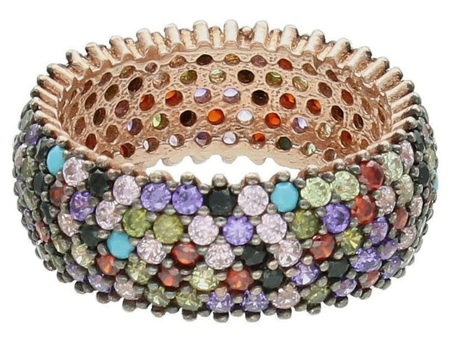 Srebrny pierścionek damski 925 kolorowa obrączka rozmiar 12 SQP00000-014.jpg