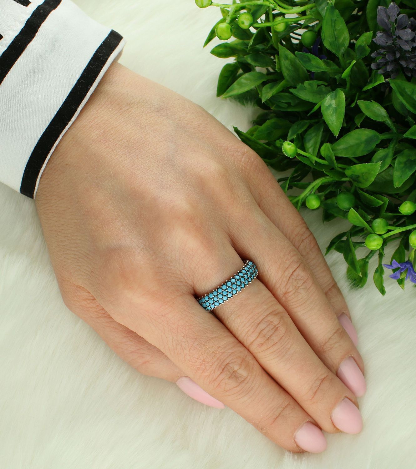 Srebrny pierścionek damski 925 turkusowa obrączka SQP00000-018 rozmiar 18 (2).jpg