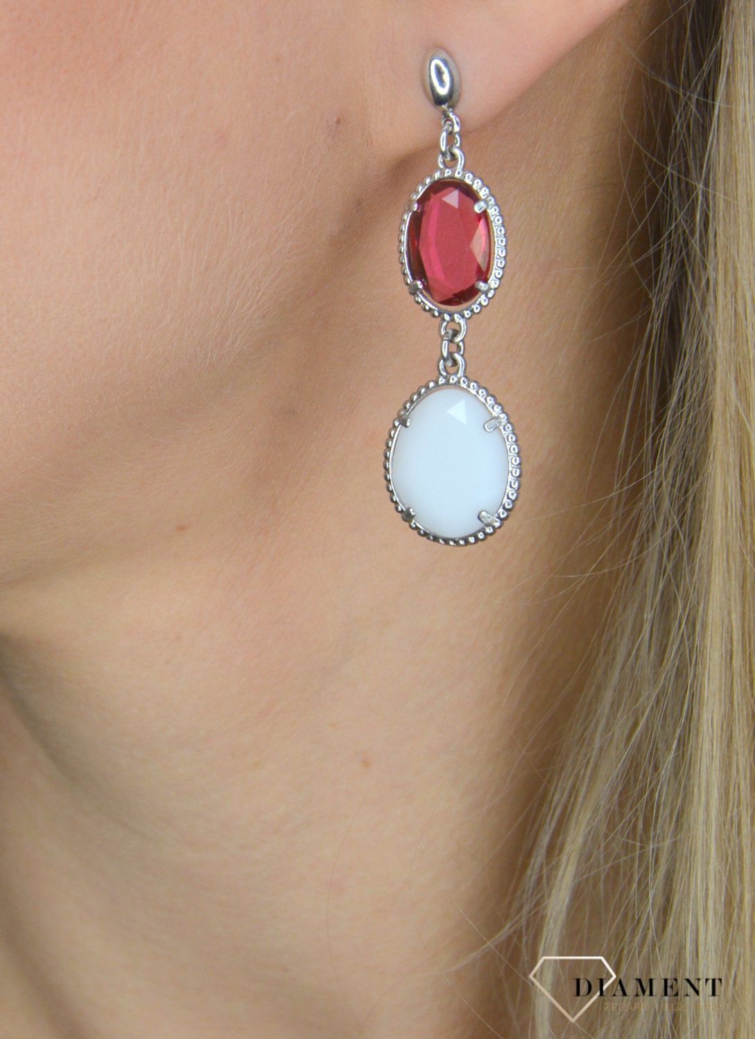 Srebrne kolczyki 925 biała i różowa cyrkonia SRK000000-044.jpg