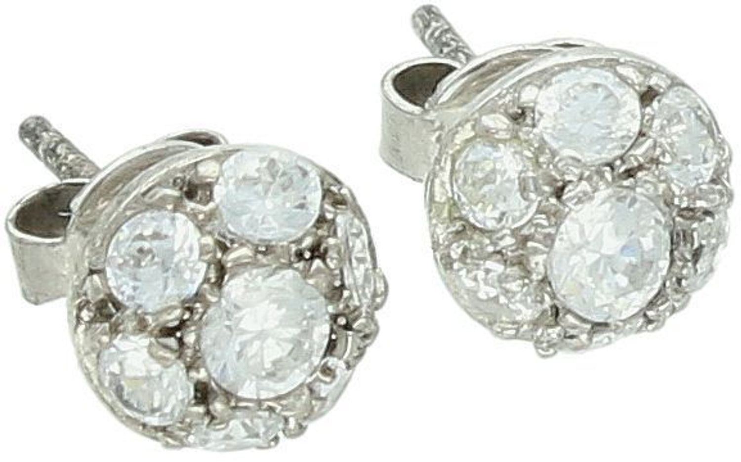 Srebrne Kolczyki 925 Półkule z Białymi Cyrkoniami – Na Sztyft, 0,8 cm, 1,65g.jpg