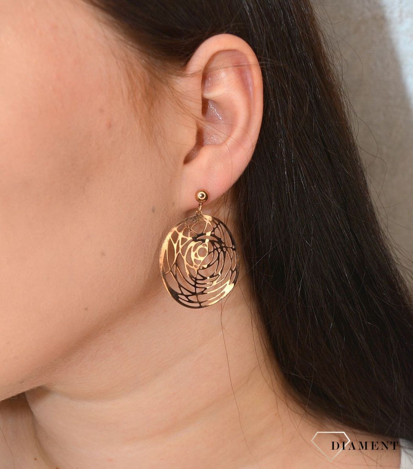 Srebrne kolczyki 925 pozłacane kolczyki ażurowe SRK000000-064.jpg