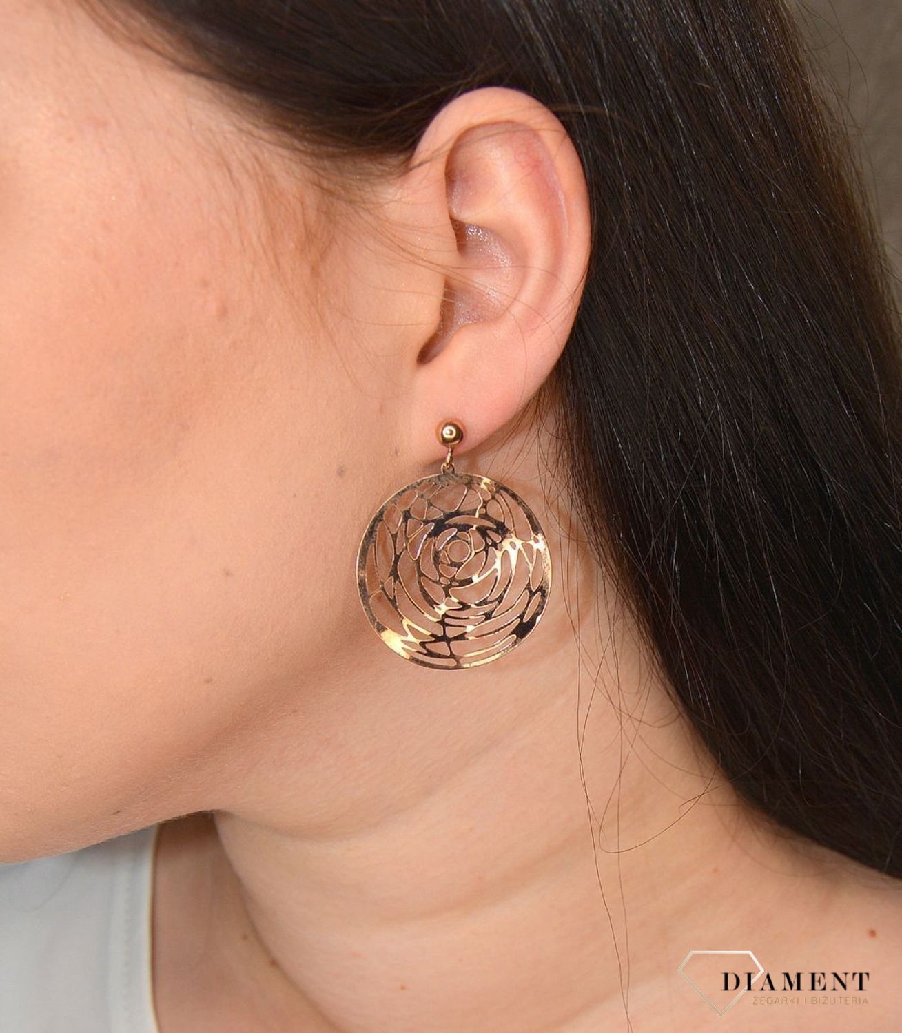 Srebrne kolczyki 925 pozłacane kolczyki ażurowe SRK000000-064.jpg