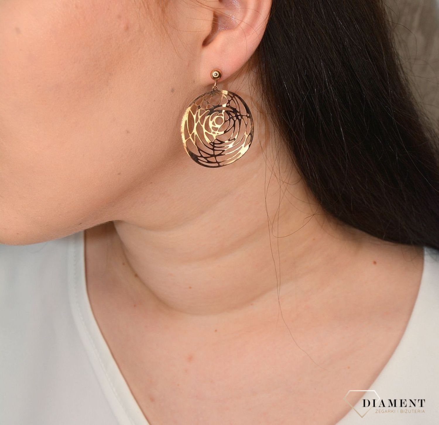 Srebrne kolczyki 925 pozłacane kolczyki ażurowe SRK000000-064.jpg