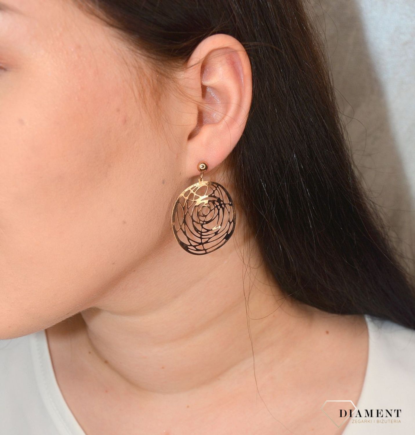 Srebrne kolczyki 925 pozłacane kolczyki ażurowe SRK000000-064.jpg