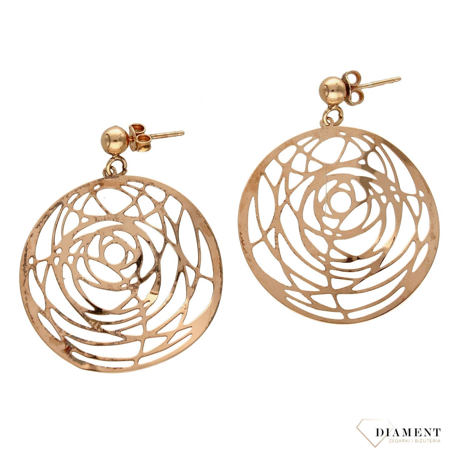 Srebrne kolczyki 925 pozłacane kolczyki ażurowe SRK000000-064.jpg