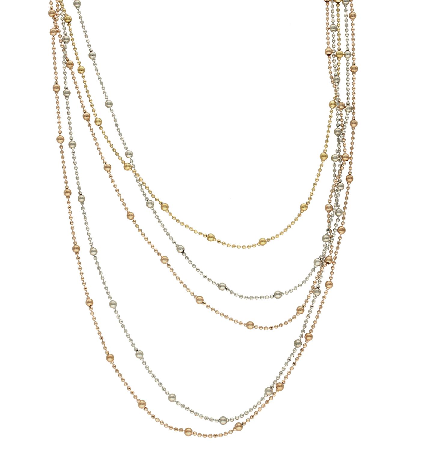 Srebrny naszyjnik łańcuszek z kuleczkami 'Kolorowe łańcuszki' SRN000000-081 (2).jpg