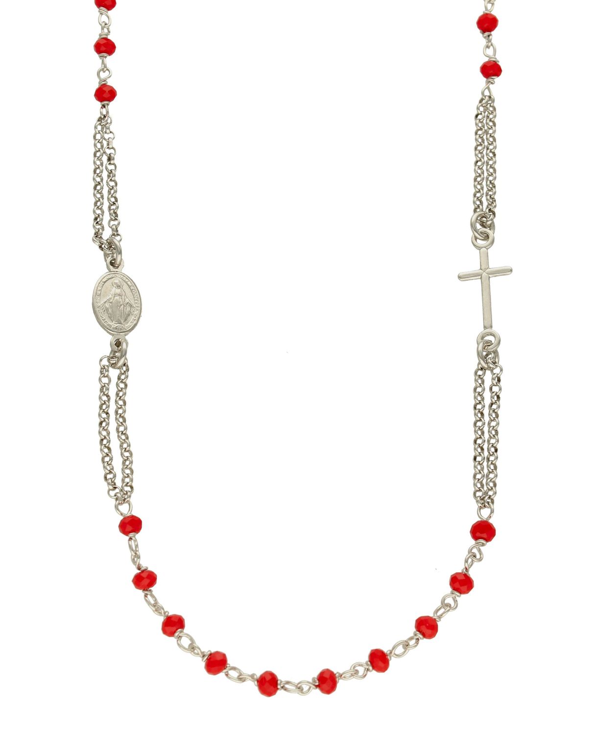 Srebrny naszyjnik różaniec z czerwonymi cyrkoniami SRN000000-090.jpg