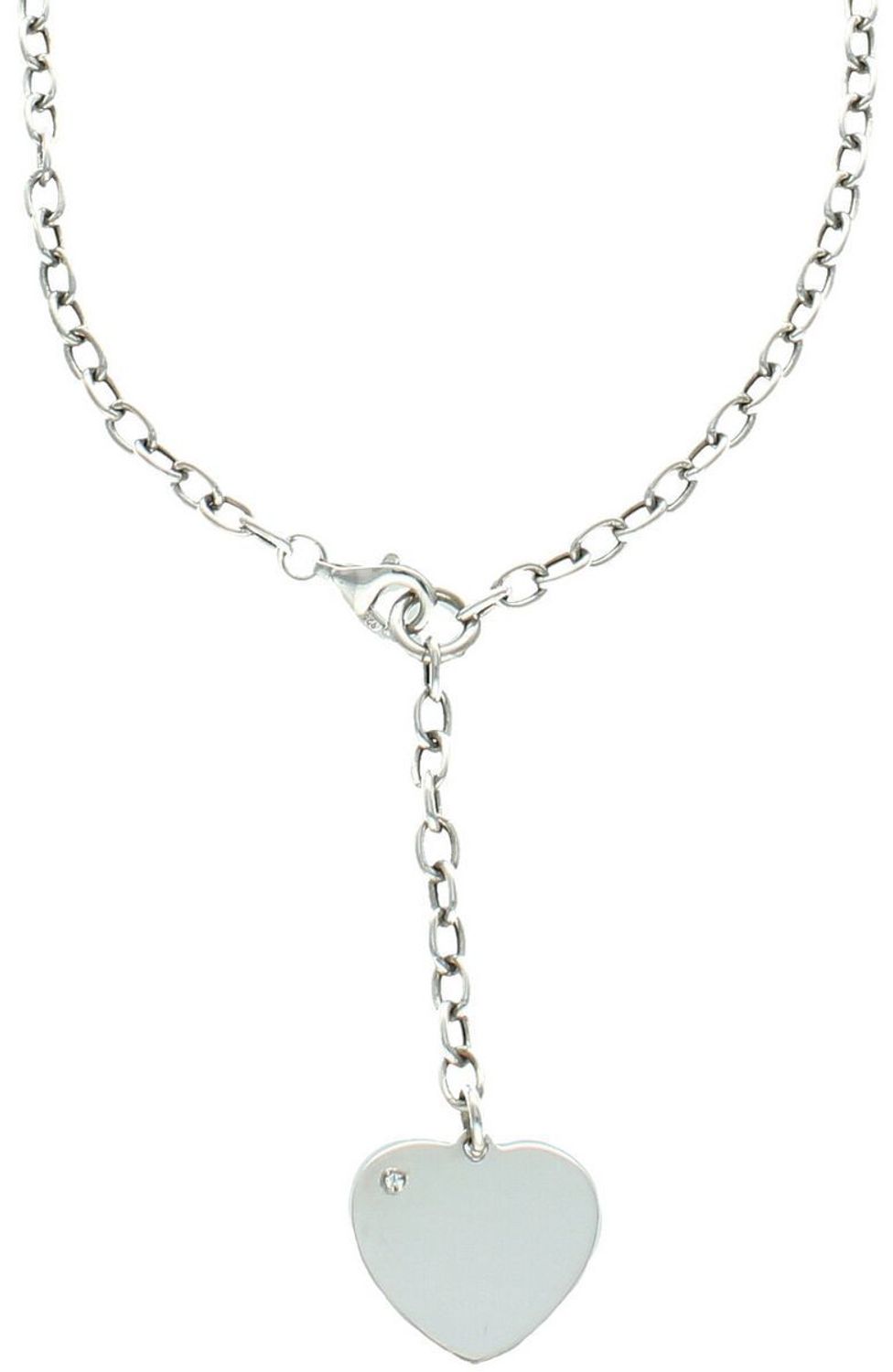 Delikatny srebrny naszyjnik ze splotem ankier i zawieszką w kształcie serduszka do grawerowania. Próba 925, długość 45 cm. Idealny na prezent.1.jpg