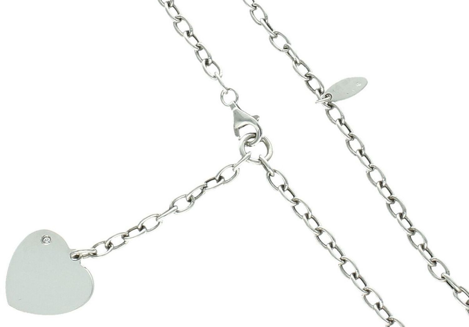 Delikatny srebrny naszyjnik ze splotem ankier i zawieszką w kształcie serduszka do grawerowania. Próba 925, długość 45 cm. Idealny na prezent.1.jpg