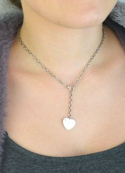 Delikatny srebrny naszyjnik ze splotem ankier i zawieszką w kształcie serduszka do grawerowania. Próba 925, długość 45 cm. Idealny na prezent (3).JPG