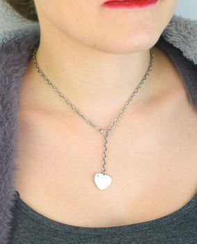 Delikatny srebrny naszyjnik ze splotem ankier i zawieszką w kształcie serduszka do grawerowania. Próba 925, długość 45 cm. Idealny na prezent (5).JPG