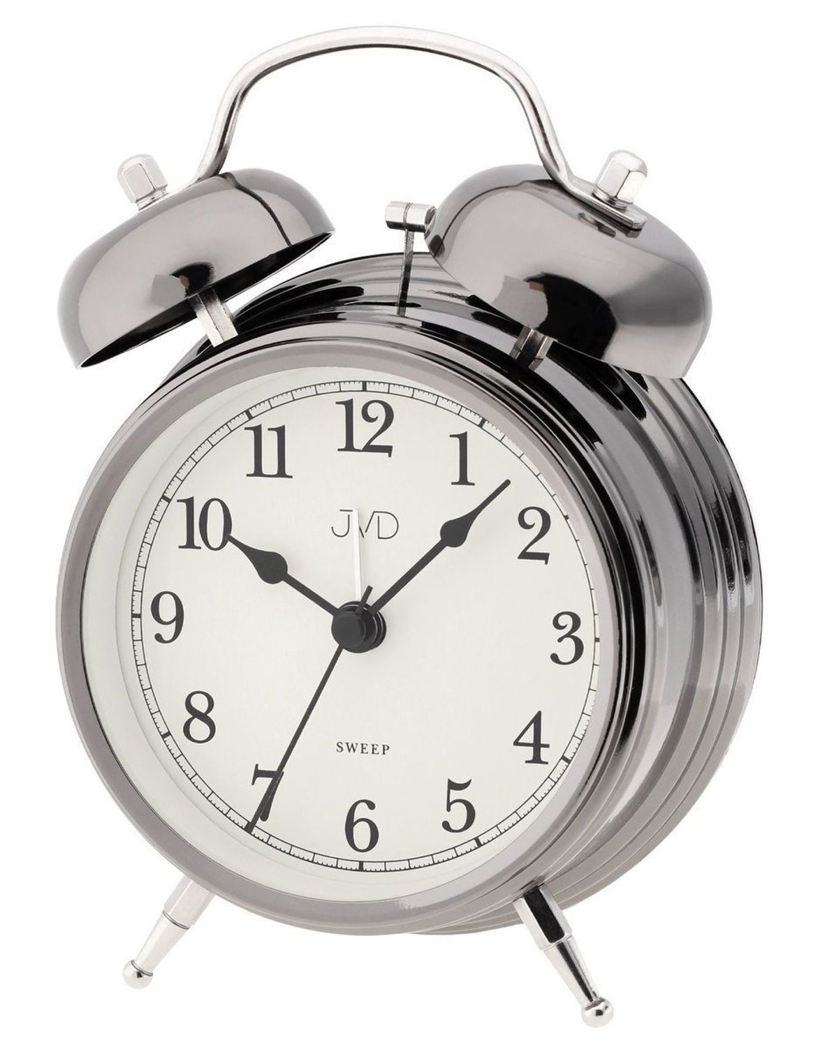 Budzik retro z dzwoneczkami JVD ciemne srebro SRP2217.4