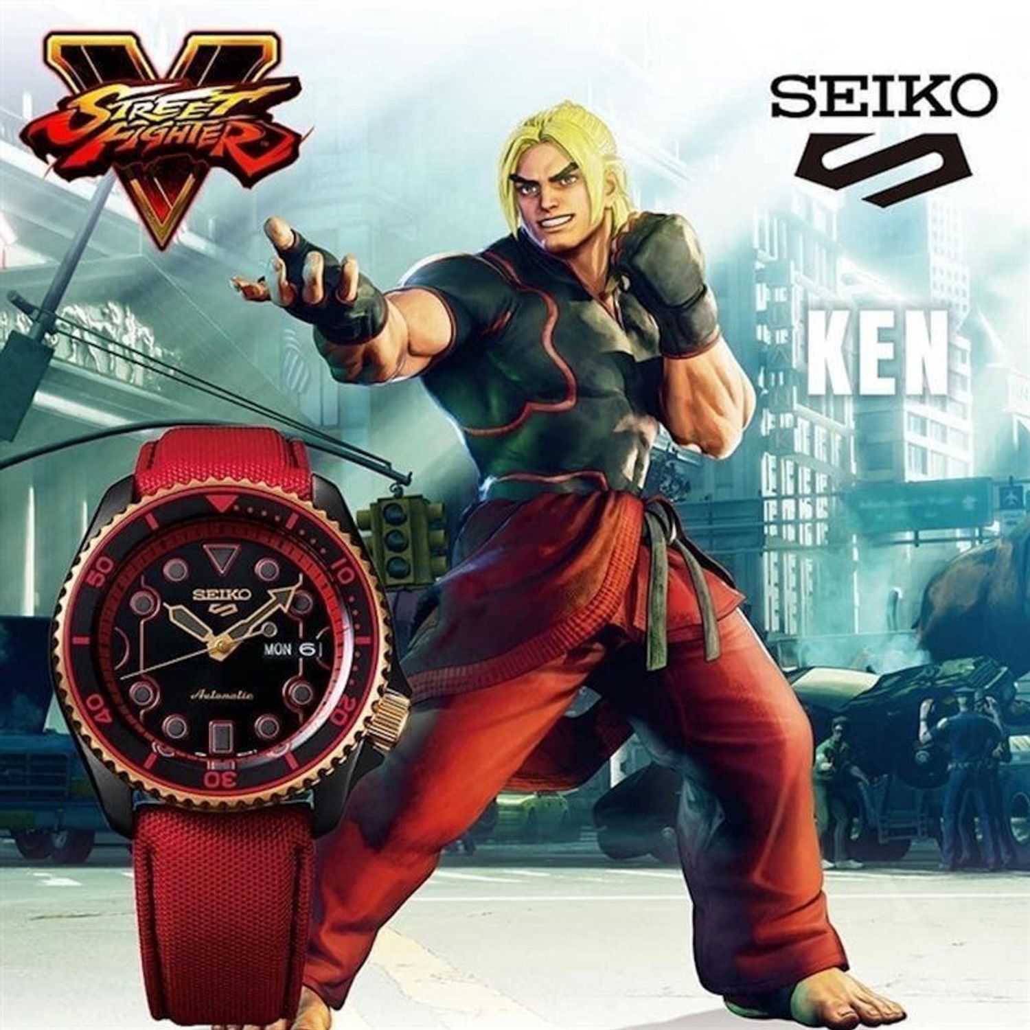 Zegarek męski Seiko Sports 5 Street Fighter V Limited Edition Czerwony SRPF20K1.jpg