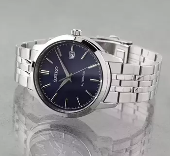 Zegarek męski Seiko SRPH87K1 z automatycznym mechanizmem 4R35, niebieską tarczą, stalową bransoletą i wodoszczelnością 100 m (2).webp