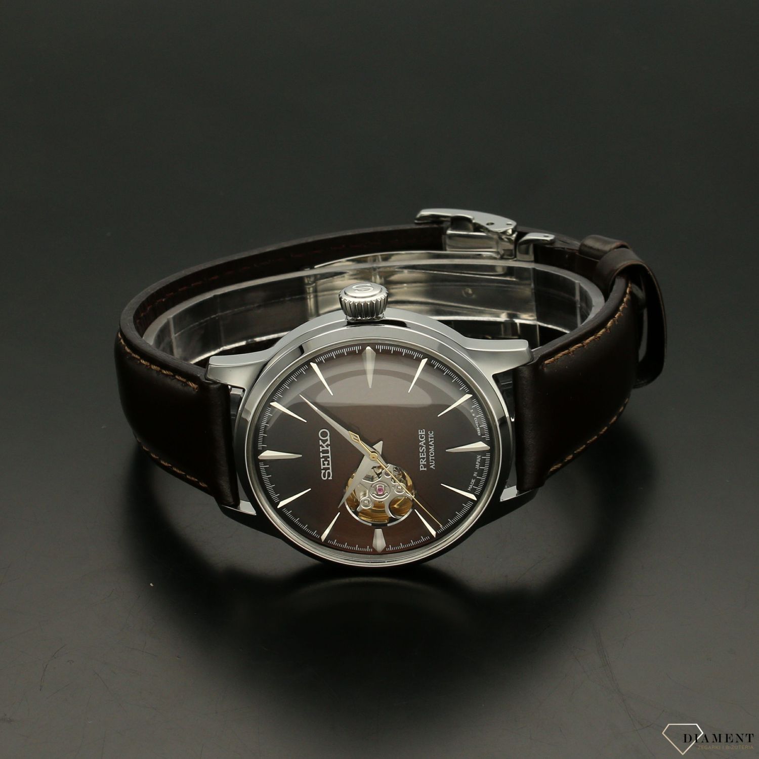 Zegarek męski Seiko automatyczny Presage Czekoladowy SSA407J1.jpg