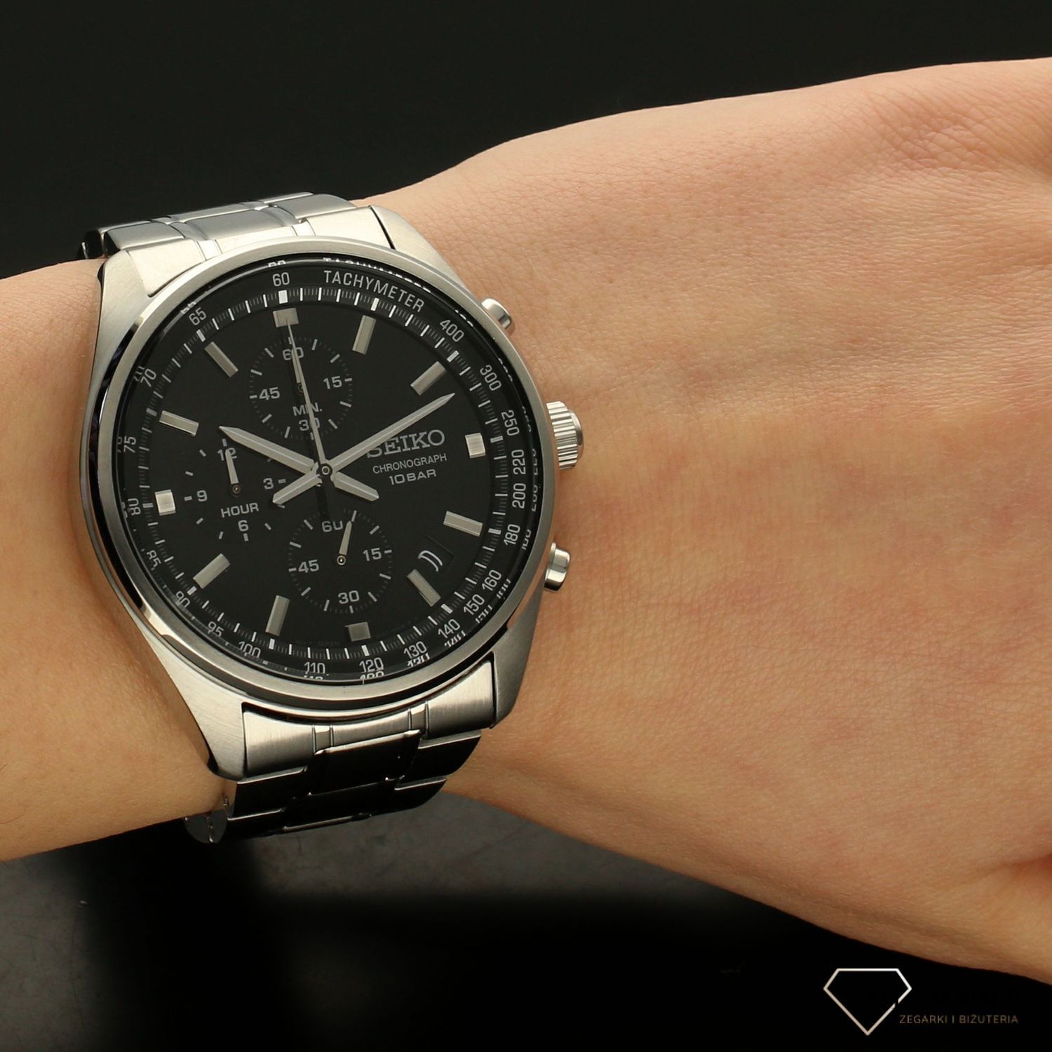 Zegarek męski na bransolecie Seiko 'Czarny chronograf'  SSB379P1.jpg