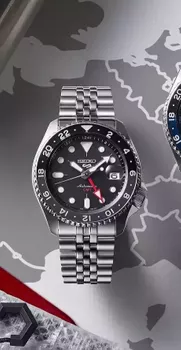 Automatyczny zegarek męski Seiko SSK001K1 z kalibrem 4R34, funkcją dwóch stref czasowych, stalową bransoletą i wodoszczelnością 100 m. 3 lata gwarancji (2).webp