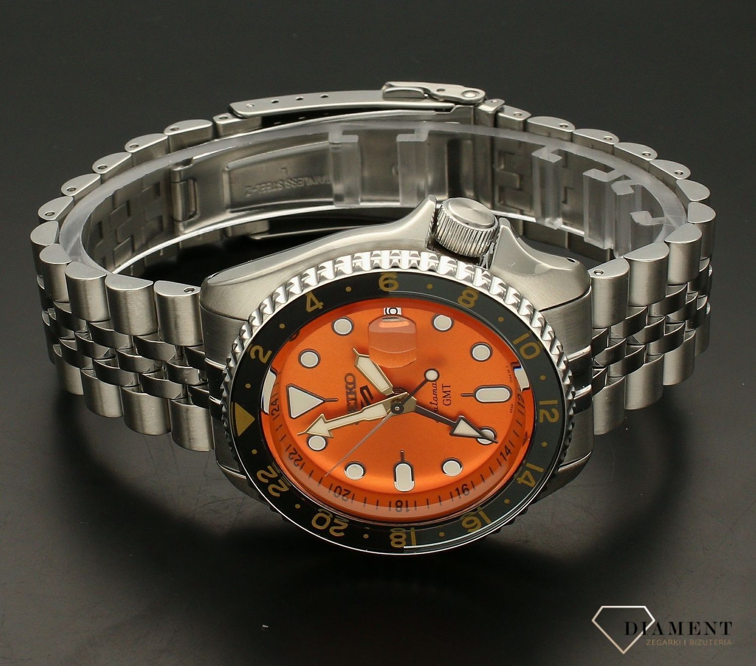 Zegarek męski Seiko 5 Sports GMT Mikan Orange SKX Re-Interpretation SSK005K1. Zegarek męski Seiko. Zegarek dla nurków. Zegarek sportowy. Zegarek sportowy Seiko idealny na prezent.jpg