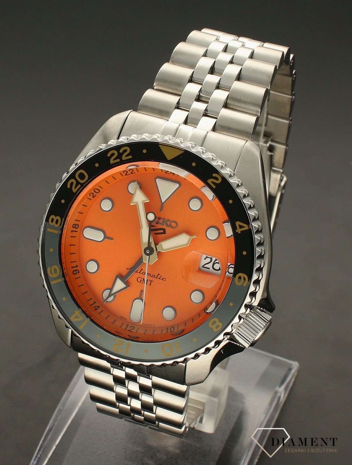 Zegarek męski Seiko 5 Sports GMT Mikan Orange SKX Re-Interpretation SSK005K1. Zegarek męski Seiko. Zegarek dla nurków. Zegarek sportowy. Zegarek sportowy Seiko idealny na prezent.jpg