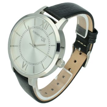 Elegancki zegarek damski SUNDAY ROSE Classic FOREVER BLACK z mechanizmem Miyota, kopertą 40 mm ze stali nierdzewnej, szkłem mineralnym hartowanym i paskiem skórzanym. Wodoszczelność 5 ATM.3.jpg