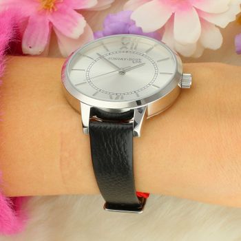 Elegancki zegarek damski SUNDAY ROSE Classic FOREVER BLACK z mechanizmem Miyota, kopertą 40 mm ze stali nierdzewnej, szkłem mineralnym hartowanym i paskiem skórzanym. Wodoszczelność 5 ATM.5.jpg