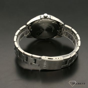 Klasyczny zegarek męski stalowa koperta i czarna tarcza. Zegarek męski na bransolecie (5).jpg