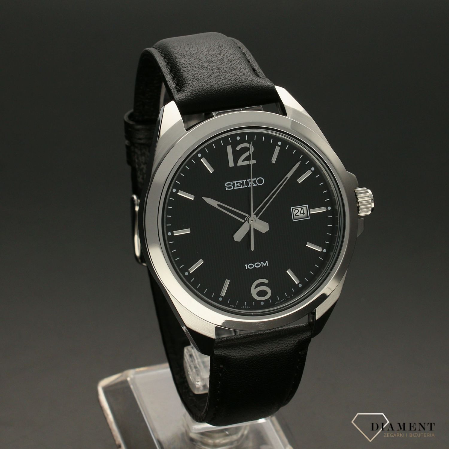 Zegarek męski na bransolecie Seiko '100M Czarna klasyka ' SUR215P1.jpg