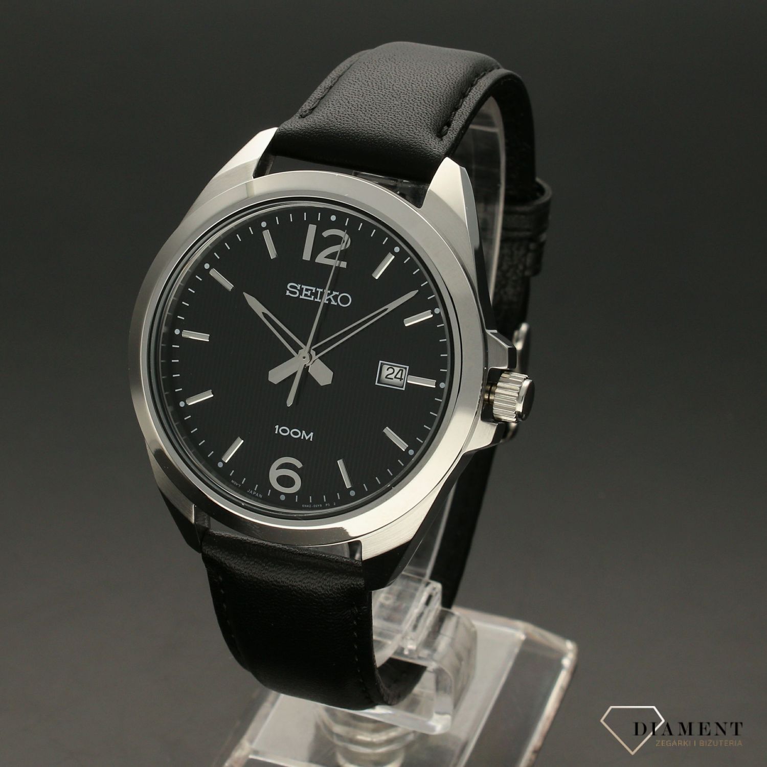 Zegarek męski na bransolecie Seiko '100M Czarna klasyka ' SUR215P1.jpg