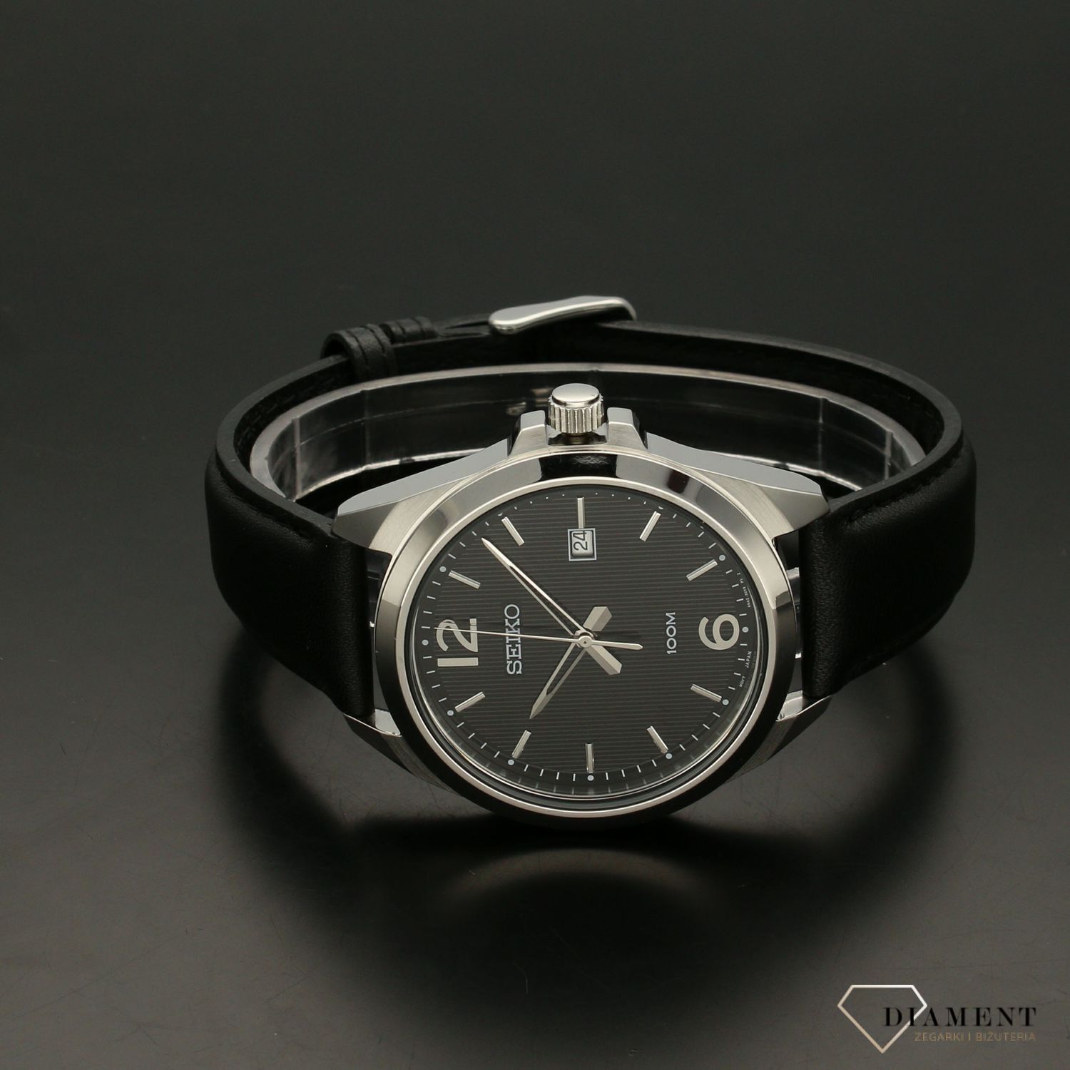 Zegarek męski na bransolecie Seiko '100M Czarna klasyka ' SUR215P1.jpg