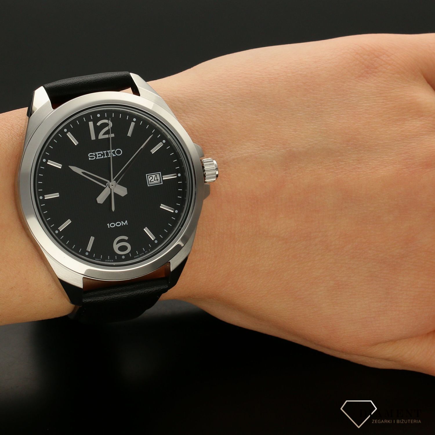 Zegarek męski na bransolecie Seiko '100M Czarna klasyka ' SUR215P1.jpg