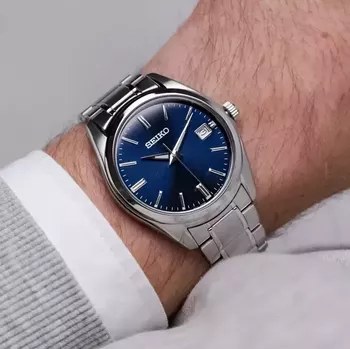 Zegarek męski Seiko New Link SUR309P1 – stalowy, niebieska tarcza, szafir.webp