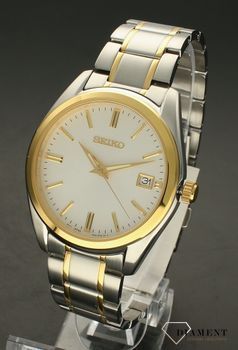 Zegarek męski Seiko na bransolecie SUR312P1.  to zegarek kwarcowy, zasilany za pomocą baterii. Zegarek męski Seiko na srebrno-złotej bransolecie. Zegarek bardzo wyraźny. Zegarek elegancki idealny na prezent (4).jpg