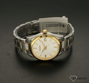 Zegarek męski Seiko na bransolecie SUR312P1.  to zegarek kwarcowy, zasilany za pomocą baterii. Zegarek męski Seiko na srebrno-złotej bransolecie. Zegarek bardzo wyraźny. Zegarek elegancki idealny na prezent (5).jpg