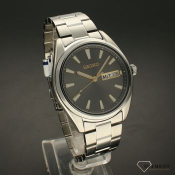 Zegarek męski na bransolecie Seiko SUR343P1 z czytelną tarczą w szarym kolorem ⌚  (1).jpg