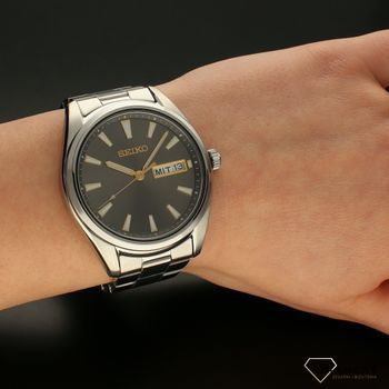 Zegarek męski na bransolecie Seiko SUR343P1 z czytelną tarczą w szarym kolorem ⌚  (5).jpg