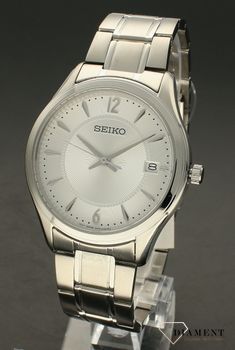 Zegarek męski Seiko Classic SUR417P1 to zegarek kwarcowy, zasilany za pomocą baterii. Zegarek męski Seiko na srebrnej bransolecie. Zegarek bardzo wyraźny. Zegarek elegancki idealny na prezent (4).jpg