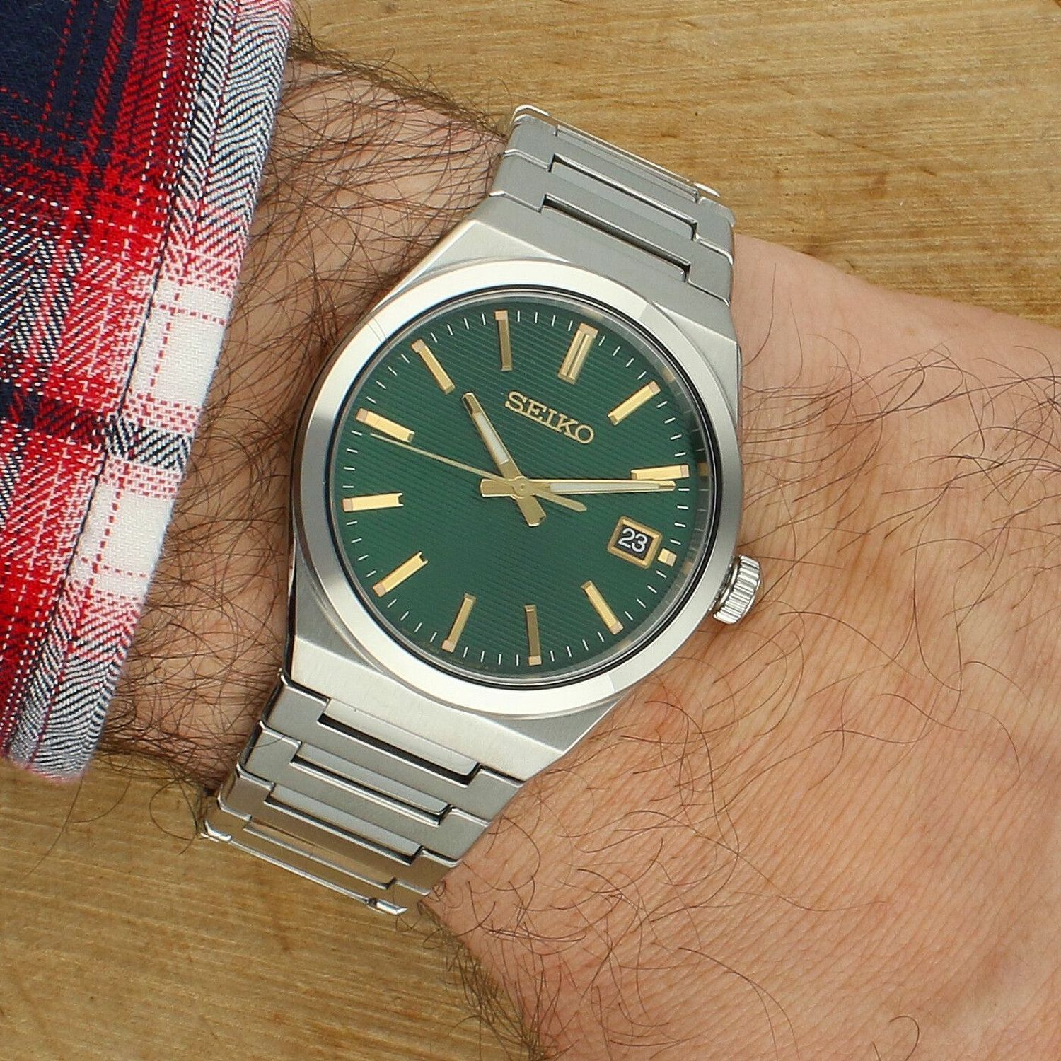 Zegarek Seiko Conceptual - męski SUR601P1 - bransoleta, zielona tarcza.jpg