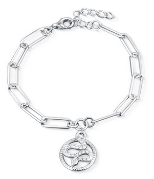 Srebrna bransoletka Wąż – wzór spinaczy z wiszącą zawieszką.png