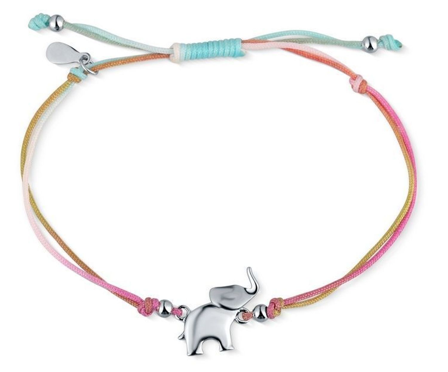 Dziecięca Bransoletka ze Słonikiem – Srebrna Zawieszka 925 na Kolorowym Sznurku.jpg