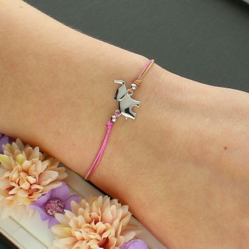 Dziecięca Bransoletka ze Słonikiem – Srebrna Zawieszka 925 na Kolorowym Sznurku Ag.jpg