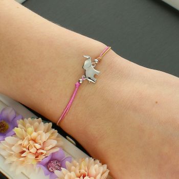 Dziecięca Bransoletka ze Słonikiem – Srebrna Zawieszka 925 na Kolorowym Sznurku słoń.jpg