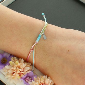 Dziecięca Bransoletka ze Słonikiem – Srebrna Zawieszka 925 na Kolorowym Sznurku zapięcie.jpg