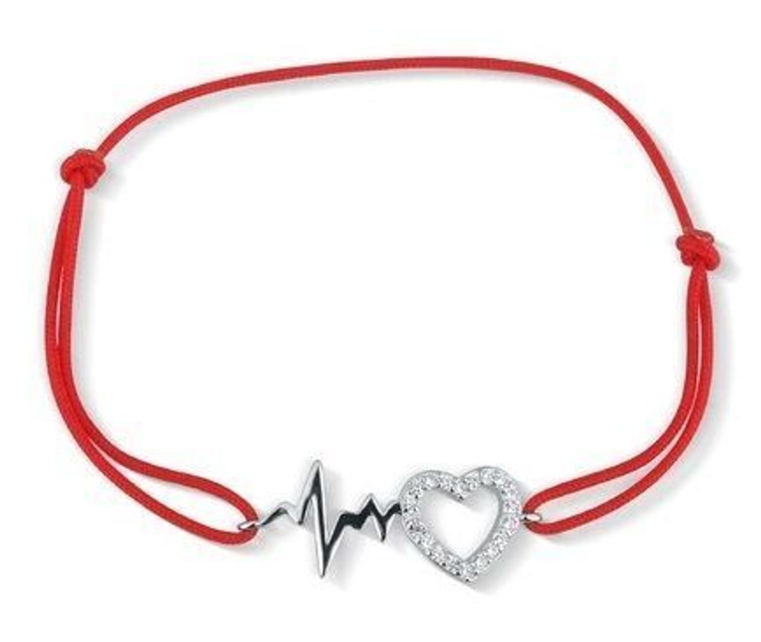 Srebrna bransoletka na czerwonym sznurku z sercem SVLB0400XH20R00. Srebrna bransoletka na sznurku. Bransoletka na czerwonym sznurku. Bransoletka na sznurku serduszko z cyrkoniami. Bransoletka na prezent..jpg