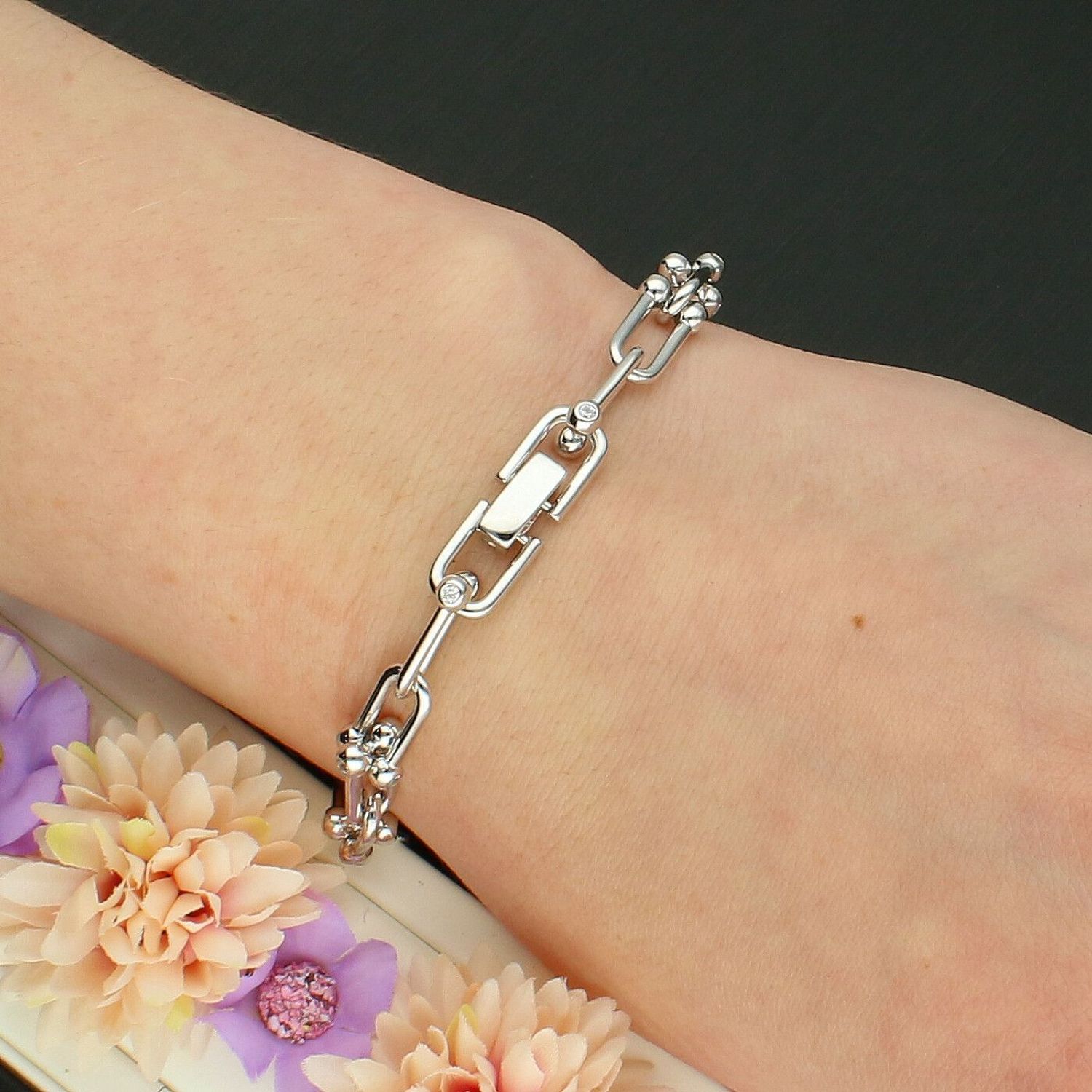 Srebrna Bransoletka 925 z Cyrkonią – Łączone Ogniwa 20 cm SVLB0523XK6BI.jpg