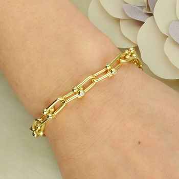 Srebrna bransoletka pozłacana SVLB0523XK6GO – modny wzór łączonych ogniw pozłacana.jpg