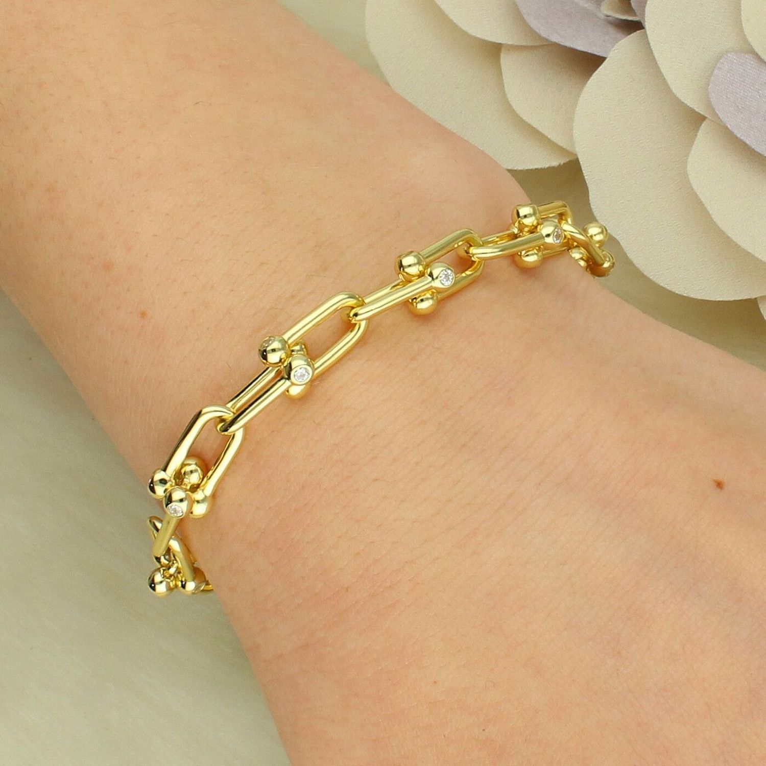 Srebrna bransoletka pozłacana SVLB0523XK6GO – modny wzór łączonych ogniw.png