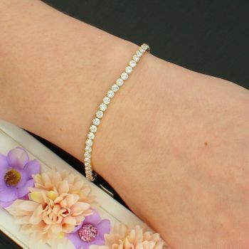 Srebrna Bransoletka Celebrytka Pozłacana 925 – Tenisówka z Białymi Cyrkoniami Ag.jpg