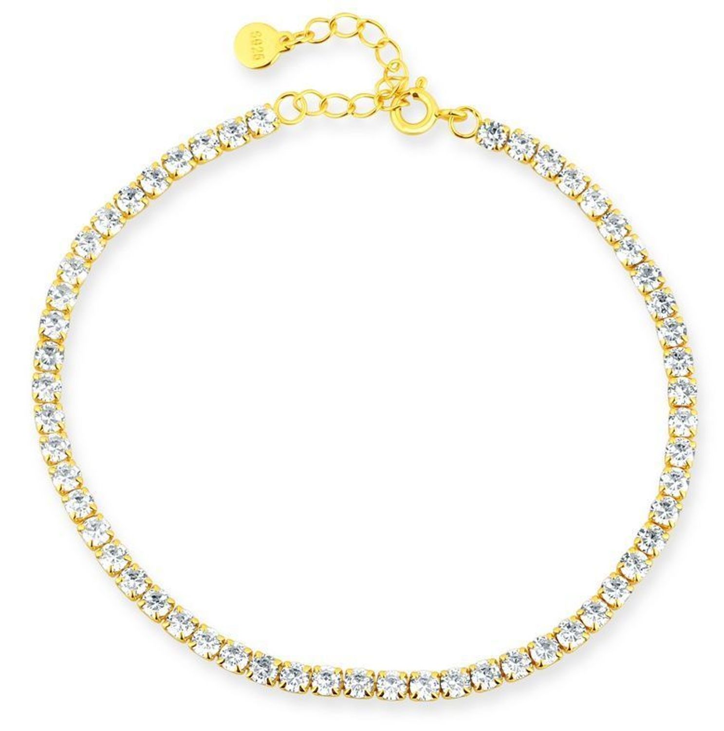 Srebrna Bransoletka Celebrytka Pozłacana 925 – Tenisówka z Białymi Cyrkoniami.jpg