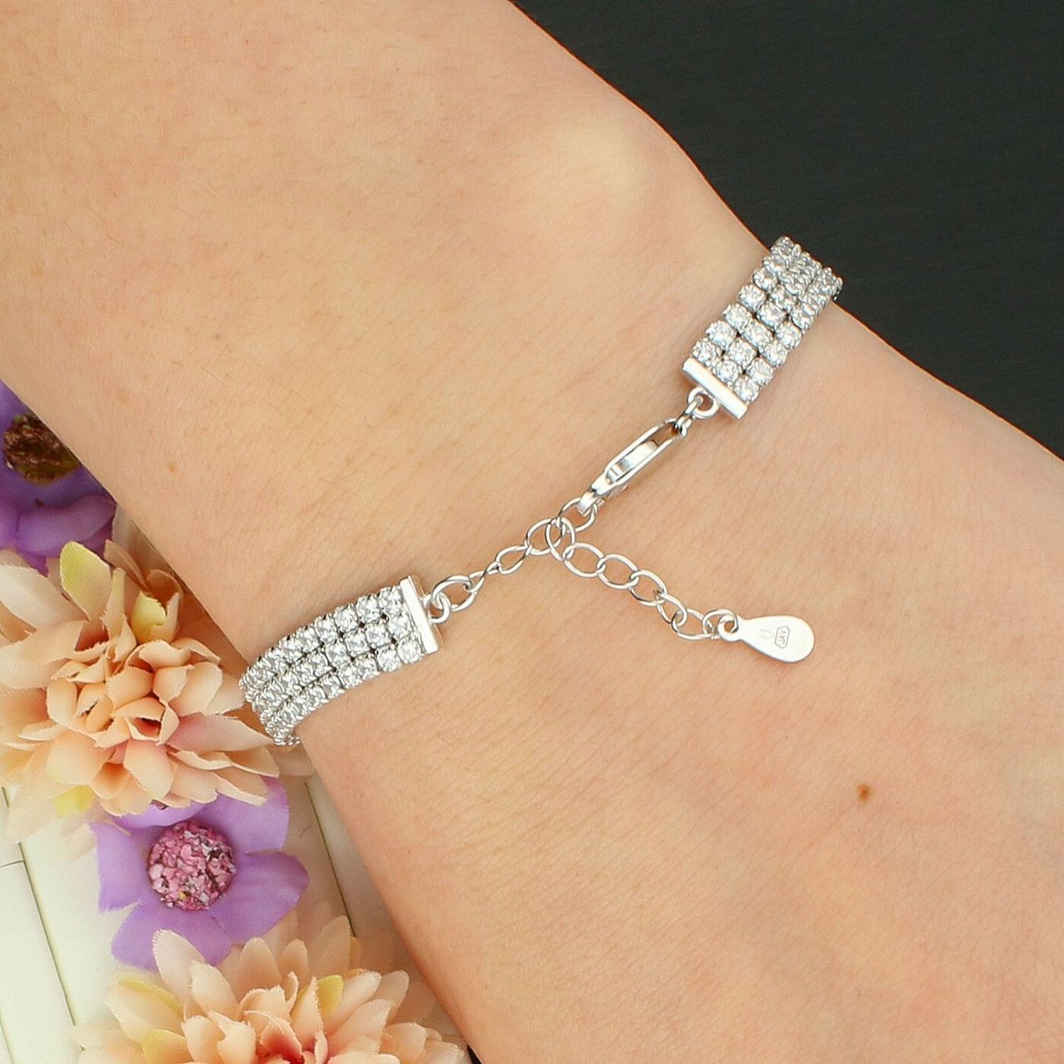 Bransoletka Celebrytka 925 – Tenisówka z 3 Rzędami Cyrkonii SVLB0548X7500.jpg