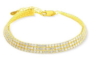 Pozłacana Bransoletka Celebrytka 925 – Tenisówka z 3 Rzędami Cyrkonii.jpg